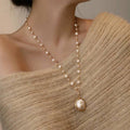 Baroque Pearl Necklace Women Hand Woven Long Chain