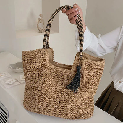 The Raffia Tote - Straw Beach Bag