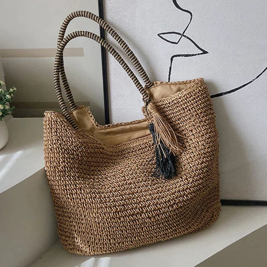 The Raffia Tote - Straw Beach Bag