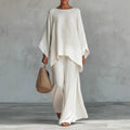 Women's Linen Blend Shirt and Wide-Leg Pants Set